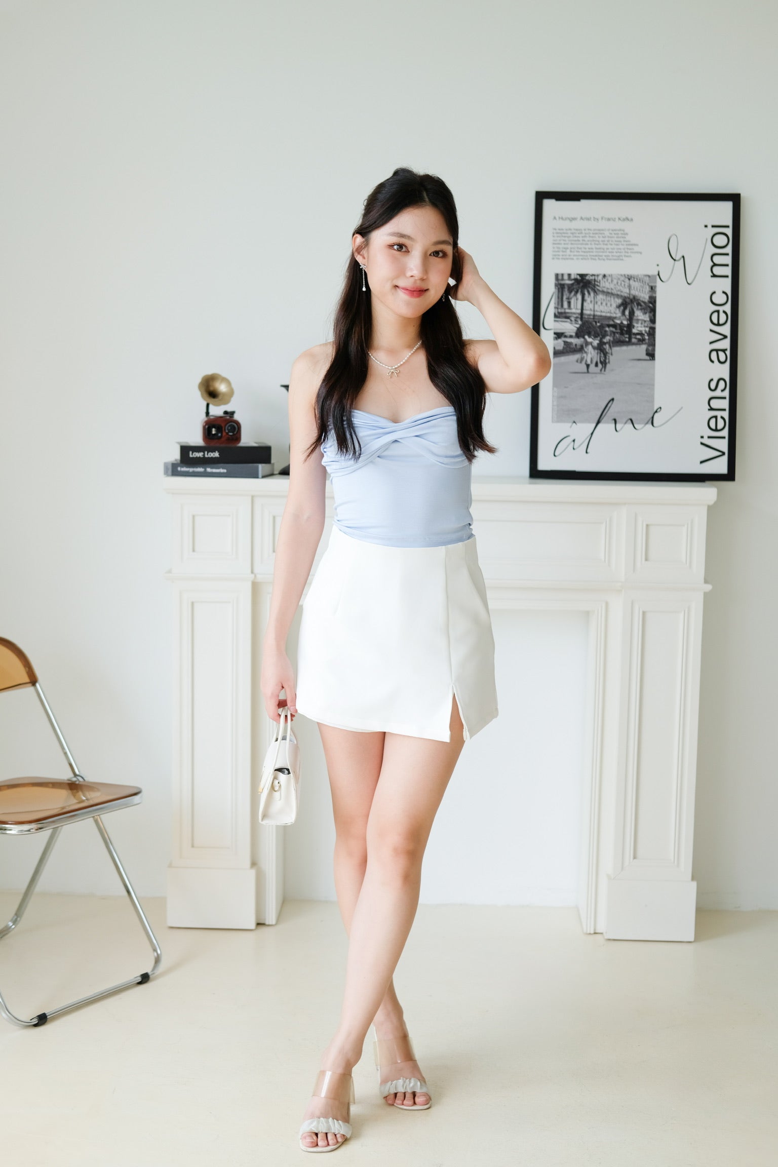 Naomi Twist Cotton Tube Top (Baby Blue)
