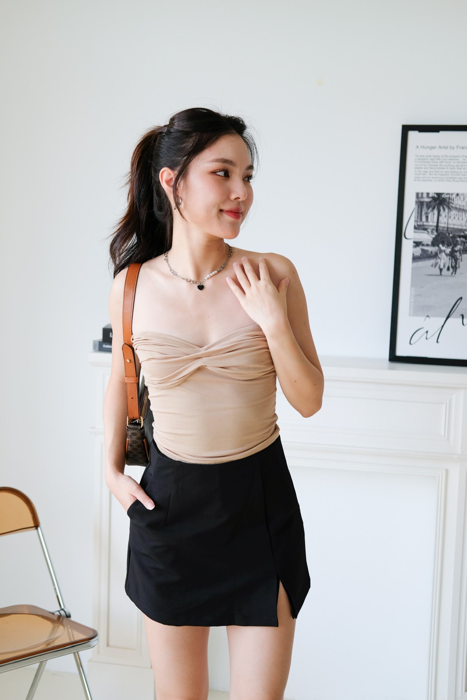 Naomi Twist Cotton Tube Top (Khaki)
