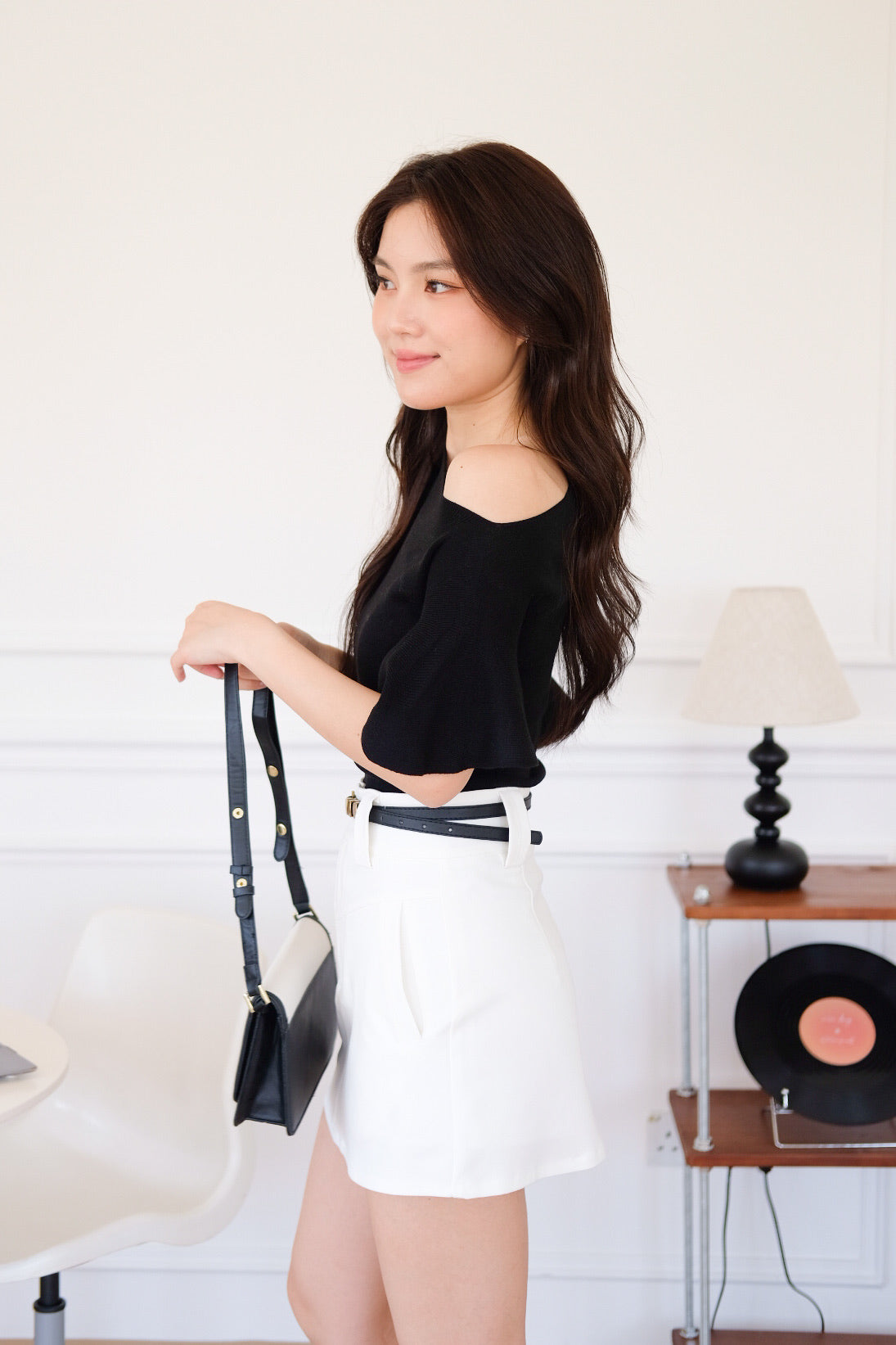 Maya Belt Pocket Skirt (White)