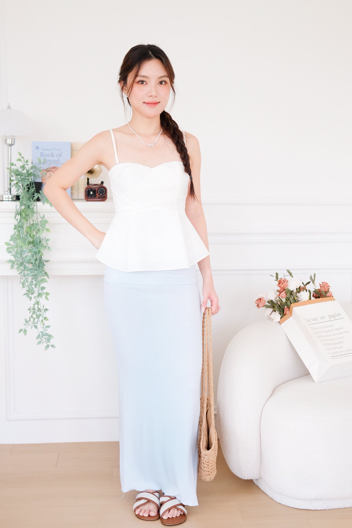 Riviera 2 Ways Padded Peplum Top (White)