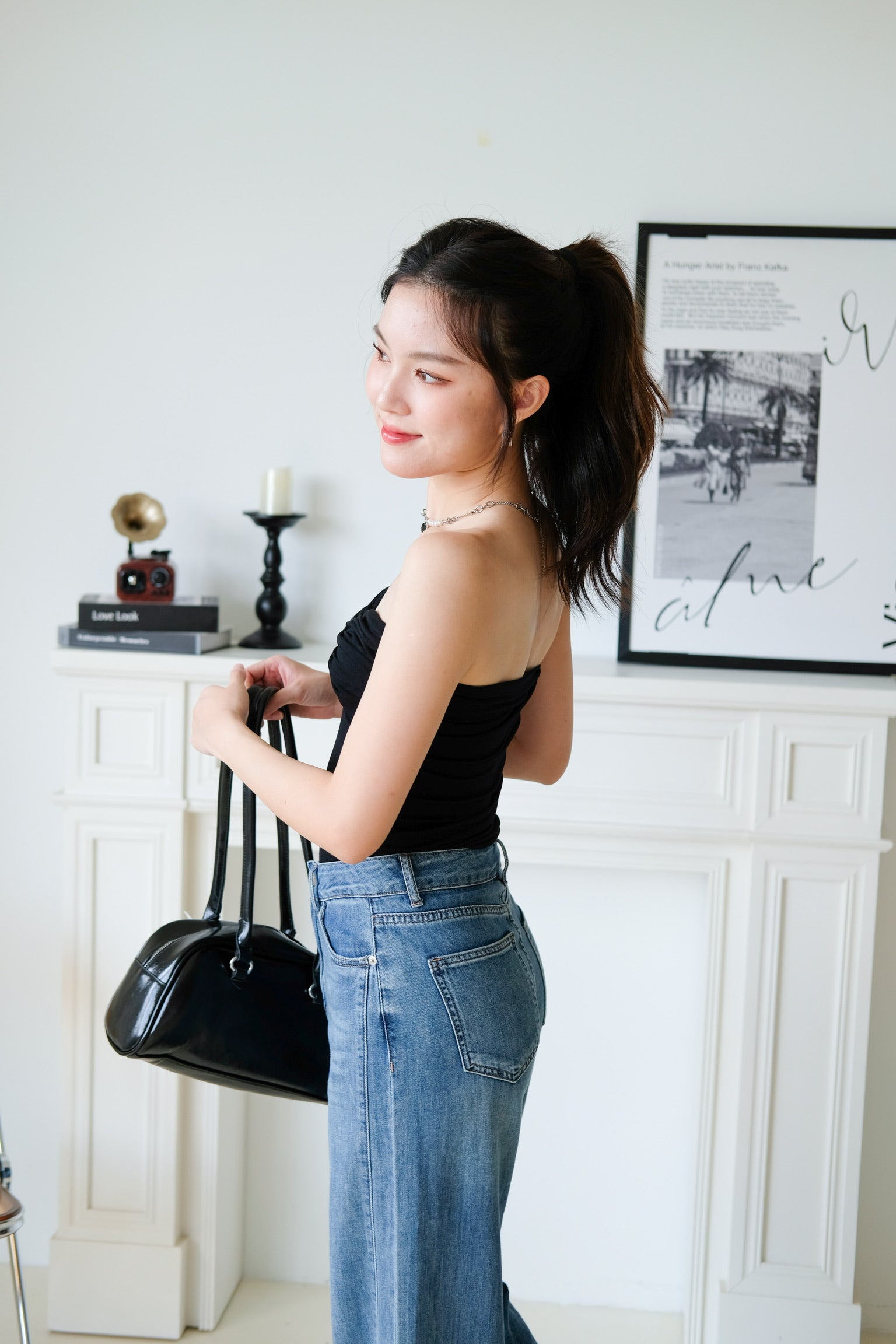 Naomi Twist Cotton Tube Top (Black)