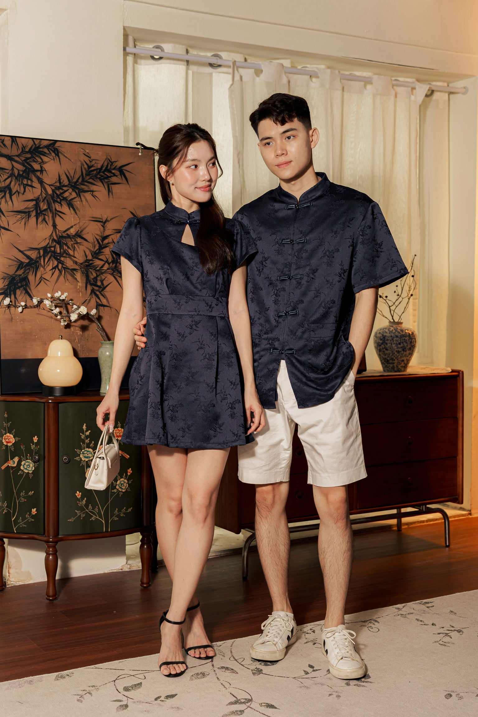 [ETA 26-31 Jan] 墨雨云间 Moonmist Sleeved Cheongsam Dress (Navy Blue)