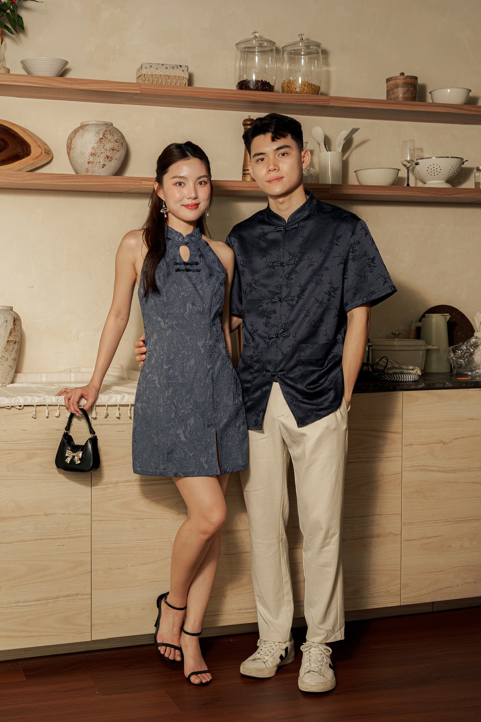 [ETA 26-31 Jan] 永夜星河 Twilight Halter Slit Cheongsam Dress (Navy Blue)