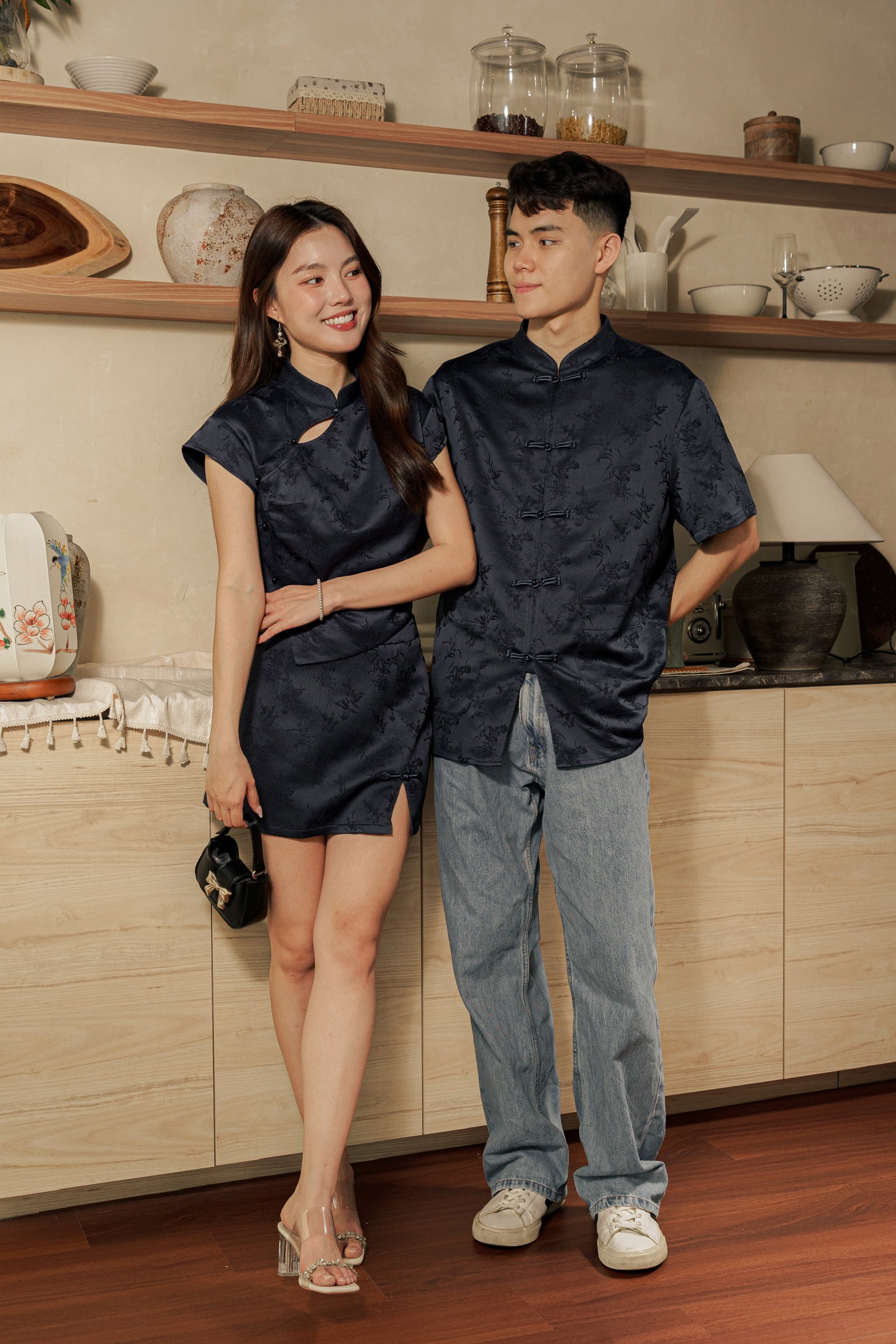 [ETA 26-31 Jan] 墨雨云间 Moonmist Sleeved Cheongsam Top (Navy Blue)