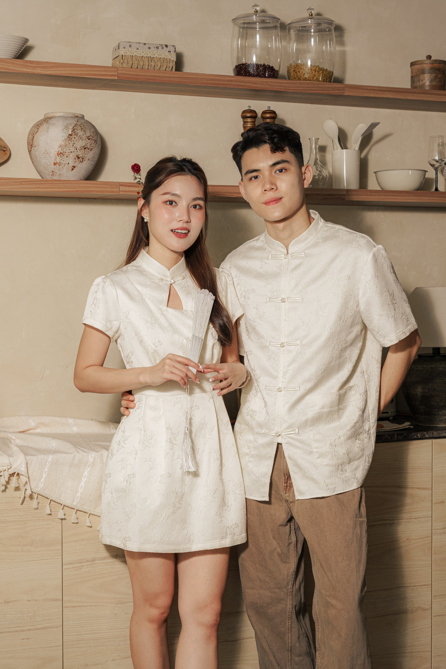 [ETA 26-31 Jan] 墨雨云间 Moonmist Sleeved Cheongsam Dress (Cream)