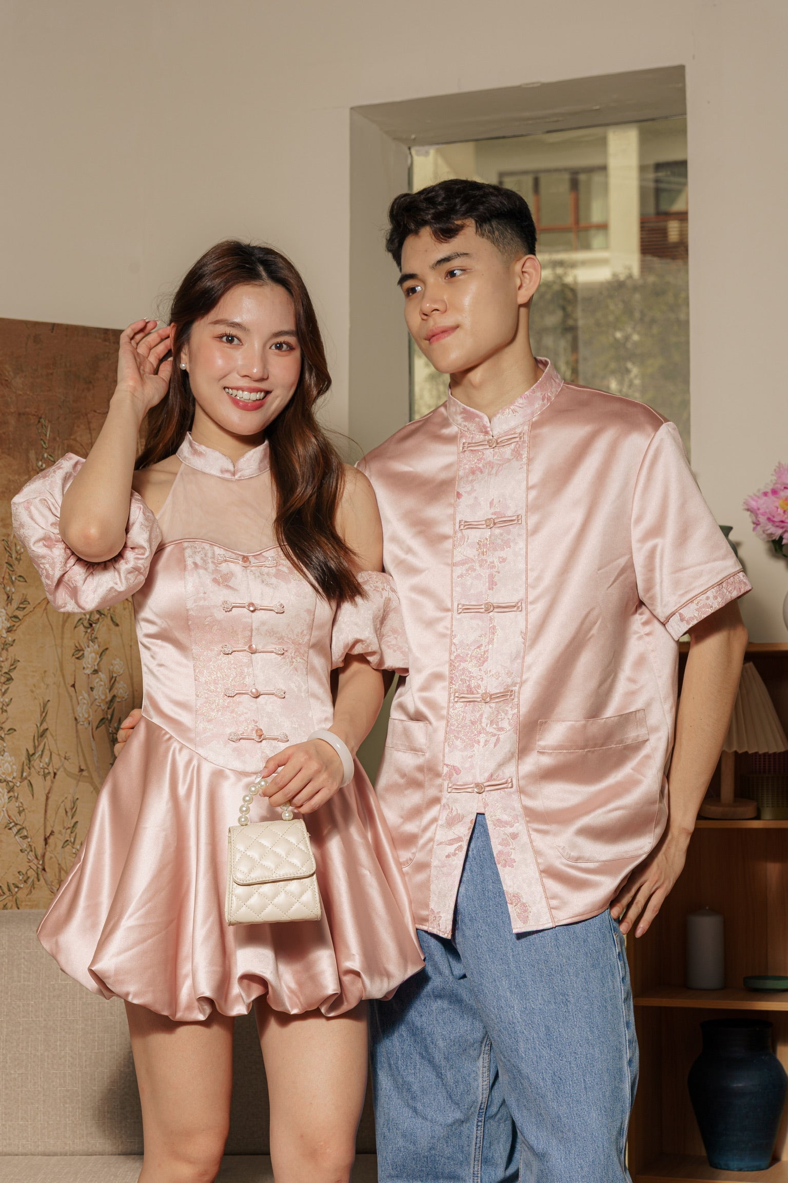 [ETA 26-31 Jan] 众星捧月 Stellar Halter Bubble Cheongsam Dress (Rose Gold Pink)