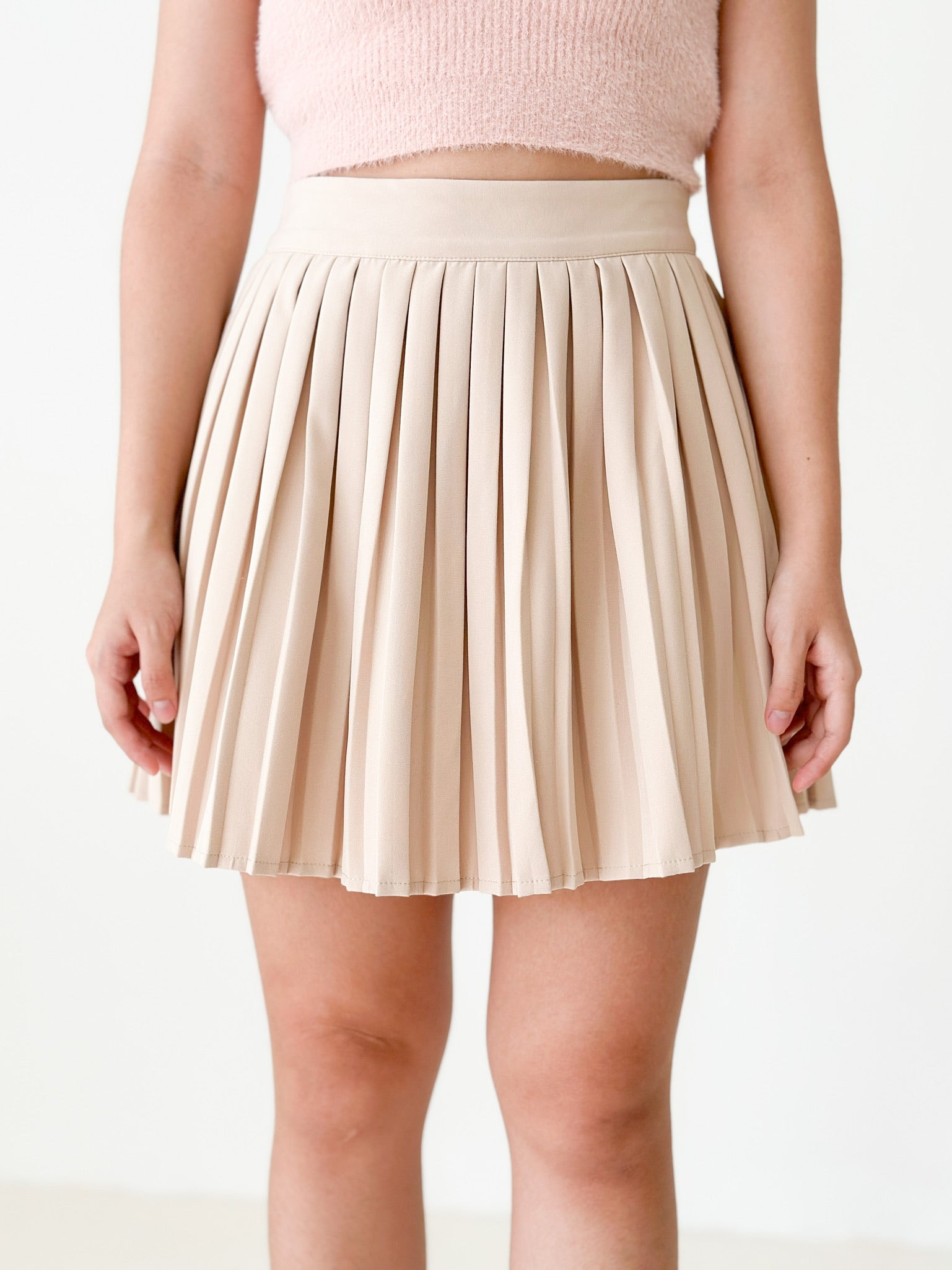 Zelda Pleated Skirt (Beige)