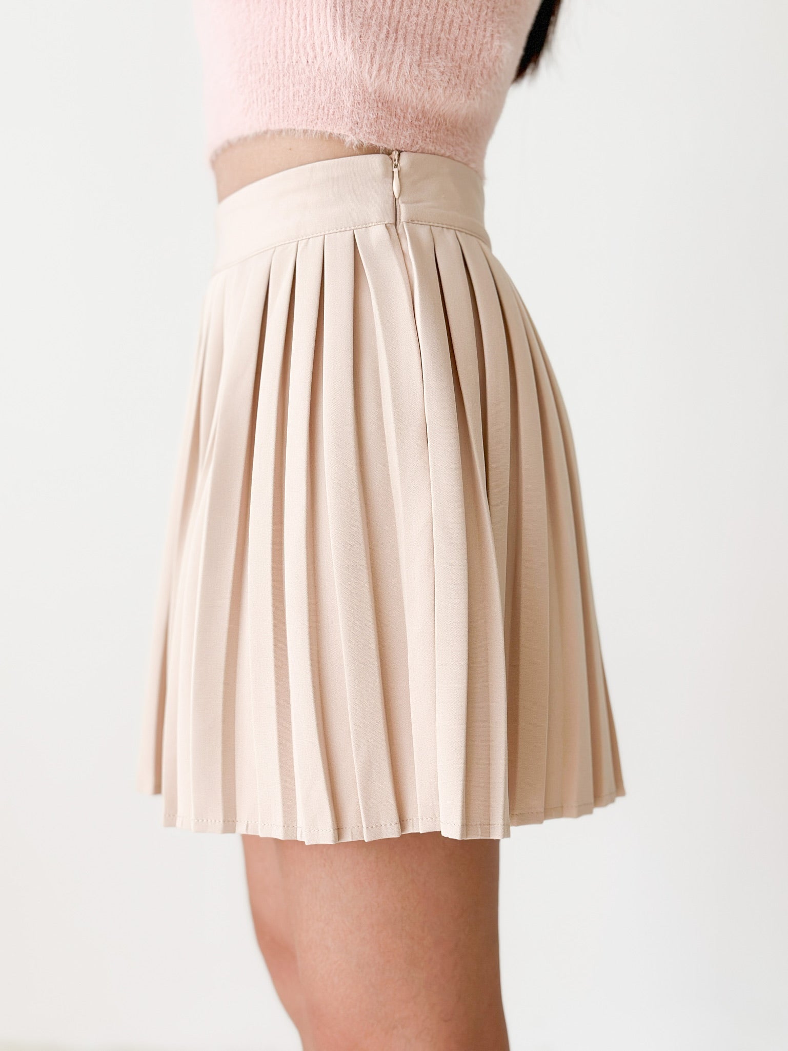 Zelda Pleated Skirt (Beige)