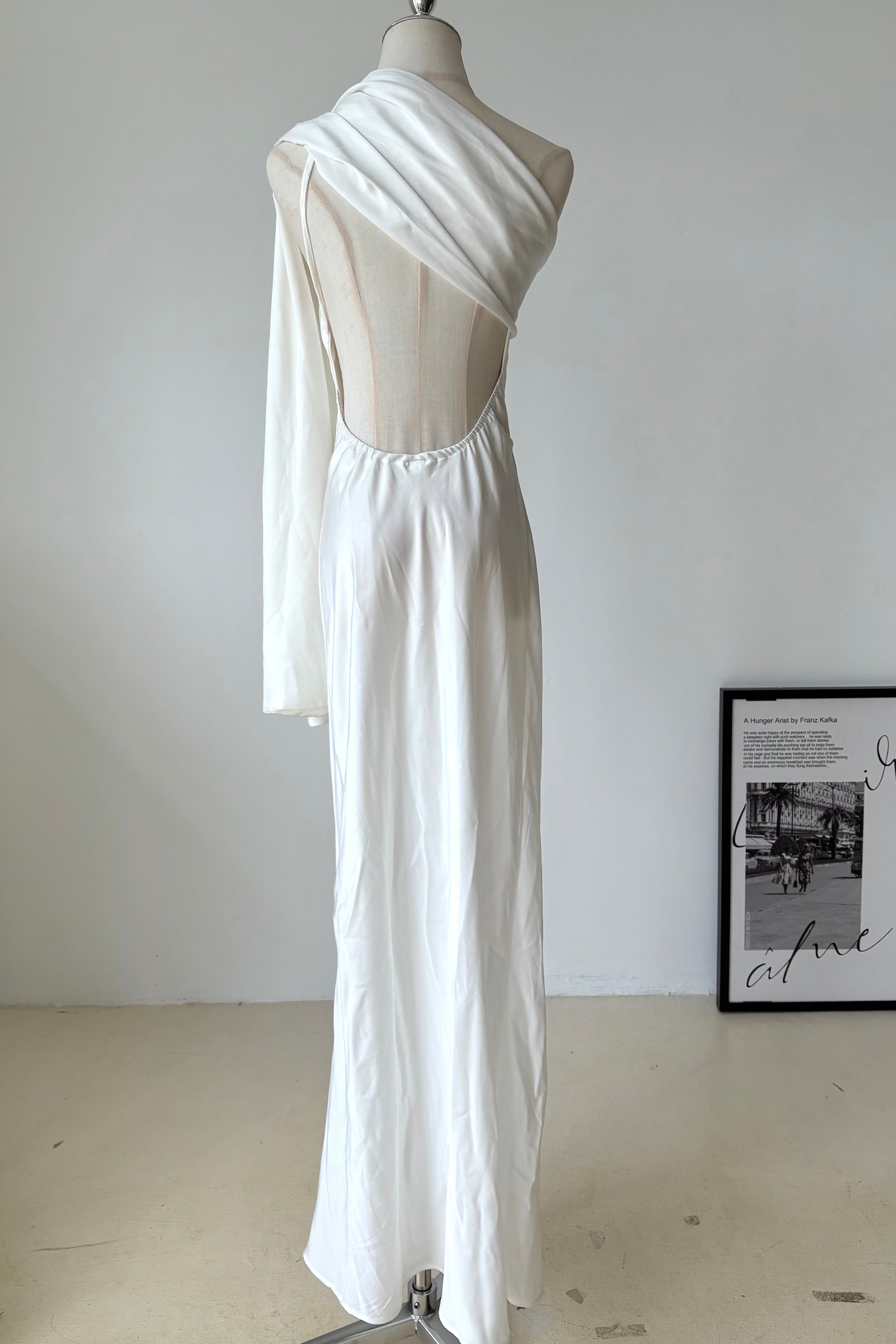 Backless Satin Maxi Dress With Sash