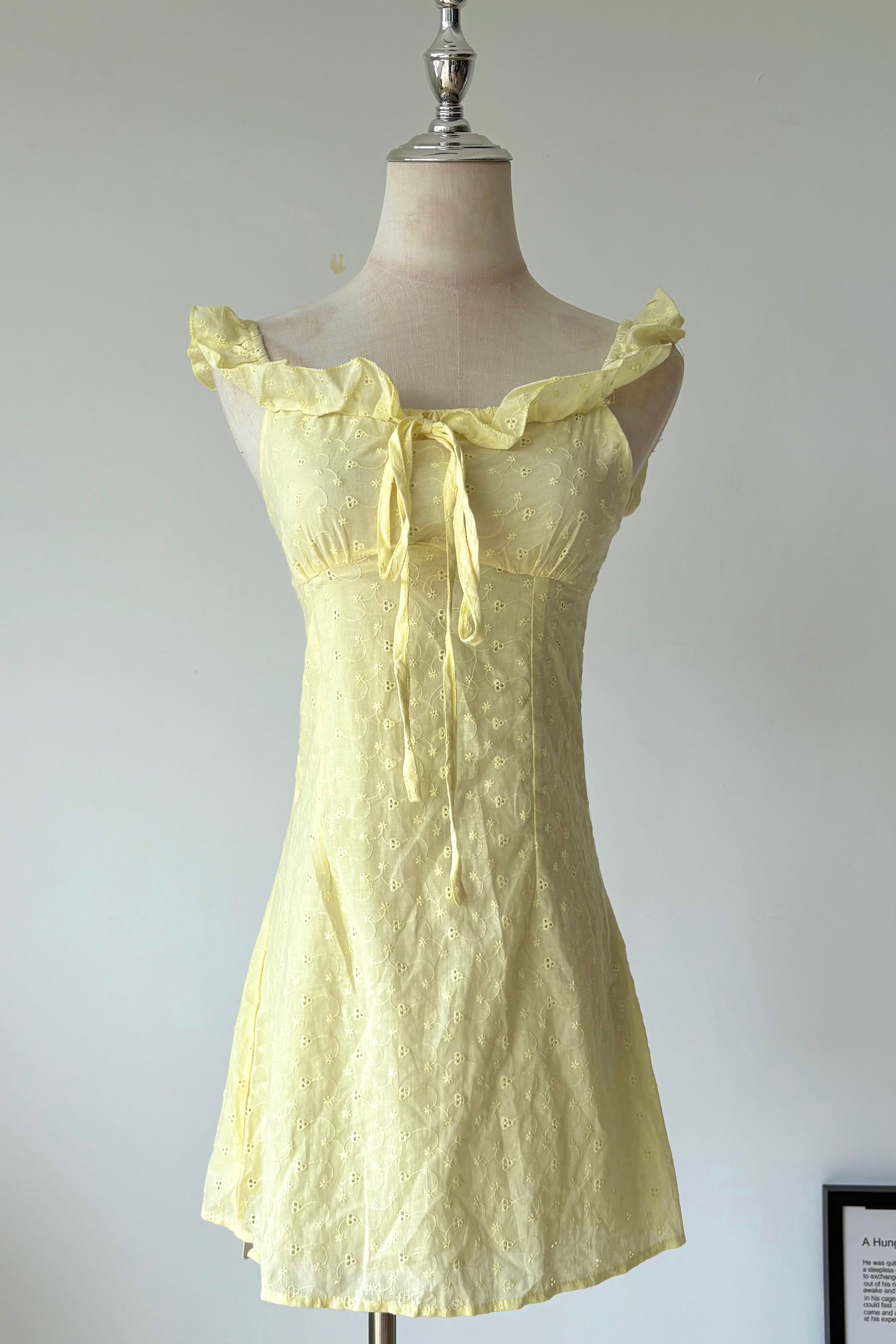 Yellow Off Shoulder Ruffle Mini Dress